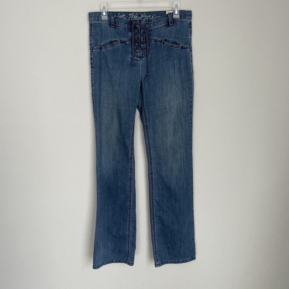 Free People Size 29 Eva High Rise Lace Up Tie Boot Cut Jeans We the Free